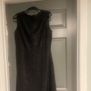 Ann Taylor Black Sheath Midi Dress V-Neck